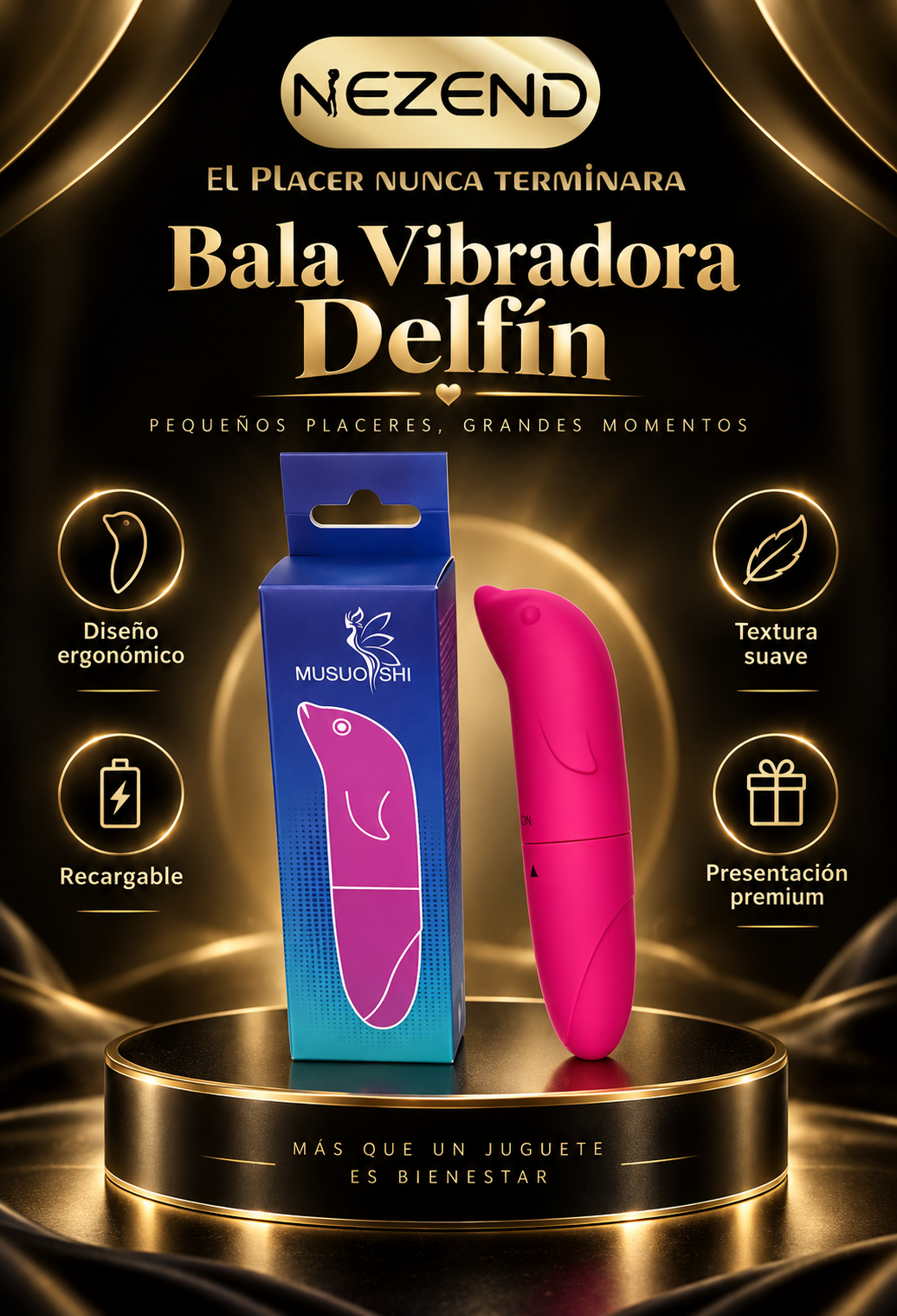 PROMO Bala Vibradora Delfín (Material: PVC) (Largo Total: 12cm - Ancho: 2.5cm)